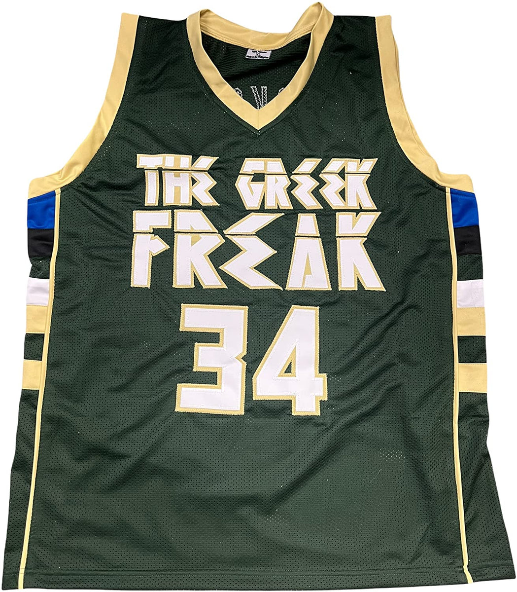Giannis Antetokounmpo Autographed Greek Freak Milwaukee Custom Basketball  Jersey - JSA COA