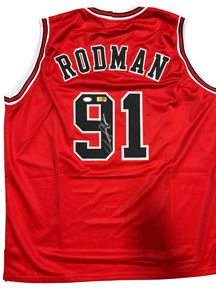 Dennis Rodman Signed Chicago Bulls NBA Champions 30x47 Flag (JSA