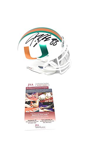 Jermey Shockey Miami Hurricanes Signed Autograph Mini Helmet Schutt White Chrome JSA Witnessed Certified