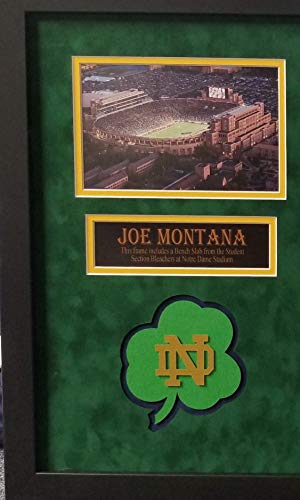 Joe Montana Notre Dame Fighting Irish Signed Autograph Custom Framed 20x23 Game Used Stadium Bench Slab Steiner Sports GTSM Certified