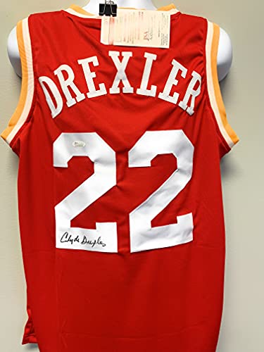Clyde Drexler Houston Rockets Signed Autograph Custom Jersey Red JSA Certified