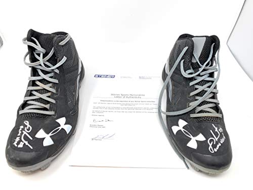 JD Martinez Boston Red Sox Signed Autograph Game Used Under Armour Cleats Inscribed Game Used #4 Steiner Sports Certified