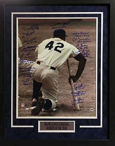 MLB Rookie Of Year Pete Rose, Gary Matthews, Jerome Walton Signed Autograph 16 SIGNATURES INSCRIBED Custom Framed Photo Suede Matting 26x28 Photograph MAB Certified