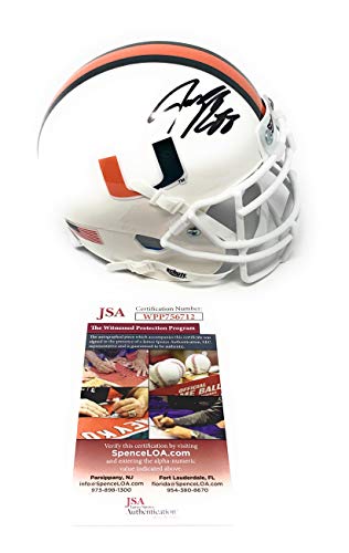 Jermey Shockey Miami Hurricanes Signed Autograph Mini Helmet Schutt W/Stripe JSA Witnessed Certified