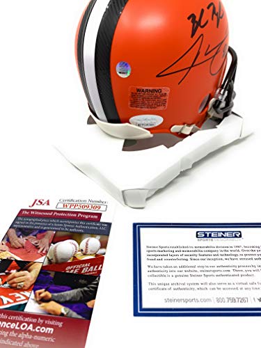 Baker Mayfield Jarvis Landry Cleveland Browns DUAL Signed Autograph Mini Helmetl Steiner Sports & JSA Witnessed Certified