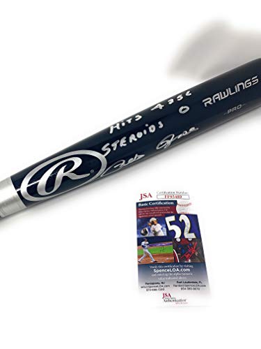Pete Rose Cincinnati Reds Signed Autograph Baseball Bat RARE Inscribed HITS 4256 Steriods 0 Black Bat Rose Hologram & JSA Certified