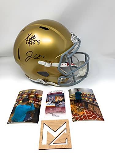 Jack Coan Kyren WIllaims Notre Dame Fighting Irish DUAL Signed Autograph Speed Full Size Helmet JSA Witnessed Certified