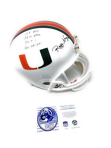 Reggie Wayne Miami Hurricanes Signed Autograph Full Size Helmet MULTI STAT INSCRIBED Full Name Wayne Player Hologram Certified