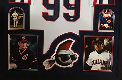Charlie Sheen Rick Vaughn Major League Cleveland Indians Signed Autograph Custom Framed Jersey Suede Matted WILD THING Name plate JSA WItnessed Certified