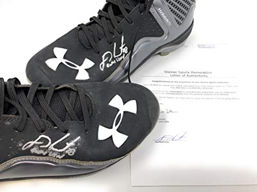 JD Martinez Boston Red Sox Signed Autograph Game Used Under Armour Cleats Inscribed Game Used #3 Steiner Sports Certified