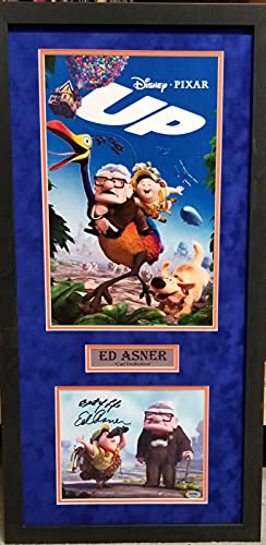 Ed Asner Disney UP Movie Star Poster Signed Autograph Photo Custom Framed SUEDE MATTED 17x34 PSA/DNA Certified