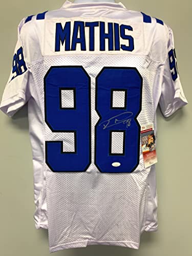 Robert Mathis Indianapolis Colts Signed Autograph Custom Jersey White W/Blue & Black #s JSA Witnessed Certified