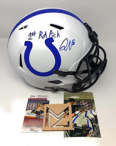 Quenton Nelson Signed Autograph Rare LUNAR Full Size Helmet 1st Round Pick Inscribed JSA Witnessed Certified
