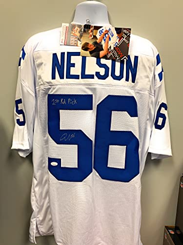 Quenton Nelson Signed Autograph Custom Jersey White 1st RD PICK INSCRIBED JSA Witnessed Certified