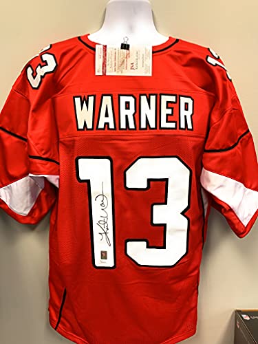 Kurt Warner Arizona Signed Autograph Red Custom Jersey Warner Hologram JSA Witnessed Certified