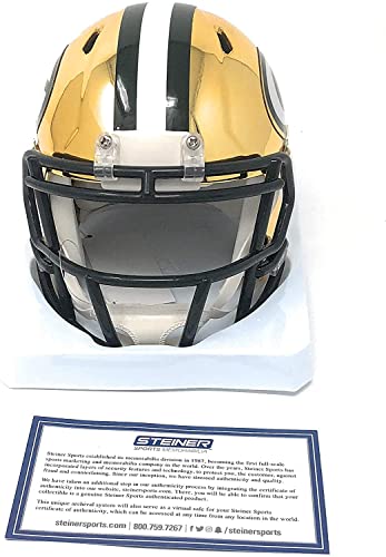 Aaron Rodgers Green Bay Signed Autograph CHROME Speed Mini Helmet Steiner Sports Certified