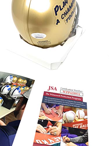 Quenton Nelson Notre Dame Fighting Irish Signed Autograph Rare Play Like A Champion Today Mini Helmet JSA Witnessed Certified