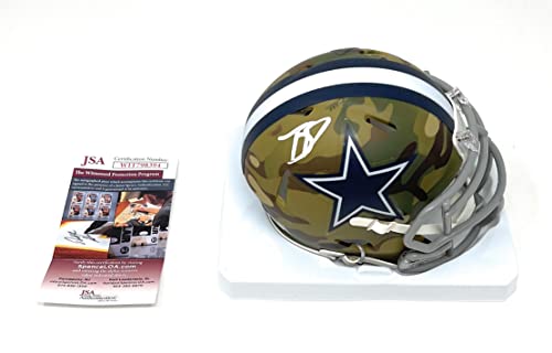 Trevon Diggs Dallas Cowboys Signed Autograph CAMO Speed Mini Helmet JSA Witnessed Certified