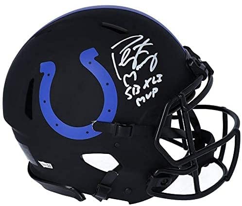 Peyton Manning Indianapolis Signed Autograph Rare ECLIPSE Limited Edition Speed Authentic Proline Full Size Helmet With SB XL MVP Inscribed Fanatics Authentic Certified
