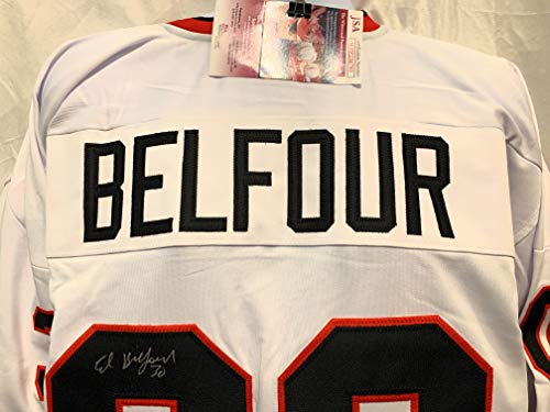 Ed Belfour Chicago Blackhawks Signed Autograph Custom Jersey White JSA Certified