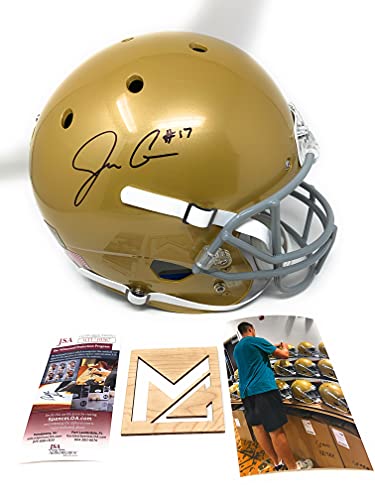 Jack Coan Notre Dame Fighting Irish Signed Autograph Full Size Helmet Schutt JSA Witnessed Certified