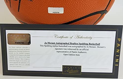 Ja Morant Memphis Grizzles Signed Autograph NBA Game Basketball Black Ink Panini Authentic Certified
