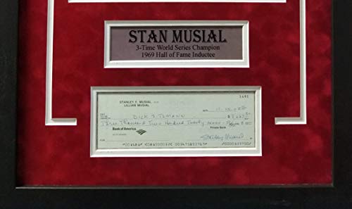 Stan Musial St. Louis Cardinals Signed Autograph Custom Framed Cancelled Check RARE Suede Matted #2