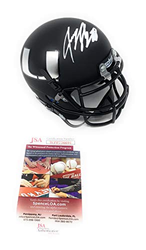 Jermey Shockey Miami Hurricanes Signed Autograph Mini Helmet Schutt Black Matte In White JSA Witnessed Certified