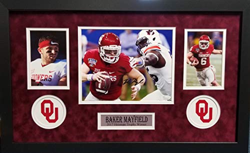 Baker Mayfield Oklahoma Sooners Signed Autograph Custom Framed Photo Suede Matting 18x26 Photograph #3 JSA Witnessed Certified
