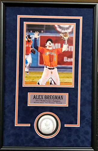 Alex Bregman Houston Astros Signed Autograph Official World Series MLB Baseball Custom Framed 16x26 Shadow Box Suede Matted Tristar Authentic Certified