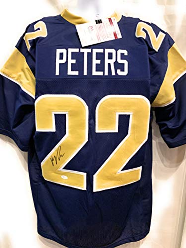Marcus Peters Los Angeles Rams Signed Autograph Custom Blue Jersey JSA Witnessed Certified