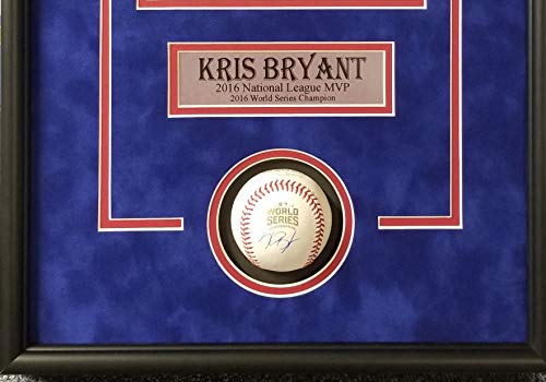 Kris Bryant Chicago Cubs Signed Autograph Official MLB World Series Baseball Custom Framed 16x26 Shadow Box Suede Matted Fanatics Authentic Certified