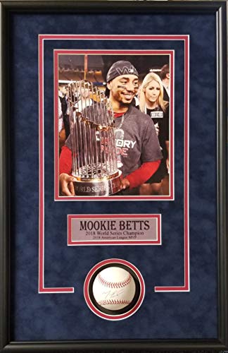 Mookie Betts Boston Redsox Signed Autograph Official MLB Baseball Custom Framed 16x26 Shadow Box Suede Matted Fanatics Authentic Certified