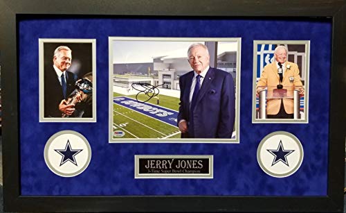 Jerry Jones Dallas Cowboys Signed Autograph Custom Framed Photo Suede Matting 8x10 to 16x26 Photograph PSA/DNA Certified