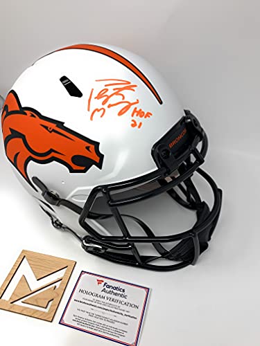 Peyton Manning Denver Signed Autograph Rare LUNAR Limited Edition Speed Proline Authentic Speed Full Size Helmet HALL OF FAME INSCRIBED Fanatics Authentic Certified