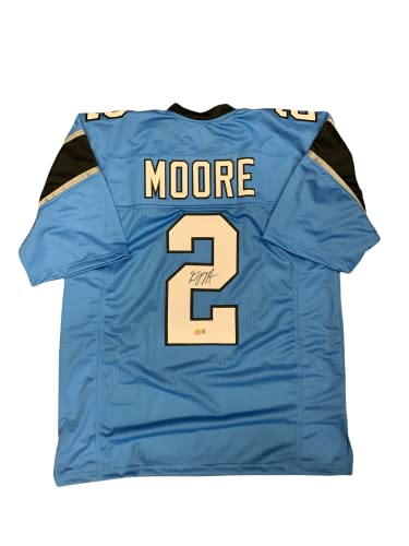 DJ Moore Carolina Panthers Signed Autograph Custom Jersey Blue Beckett Witnessed Certified