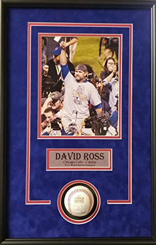 David Ross Chicago Cubs Signed Autograph Official MLB World Series Baseball  WS CHAMPS INSCRIBED Custom Framed 16x26 Shadow Box Suede Matted Schwartz
