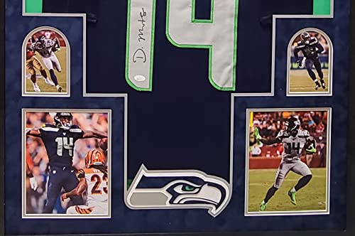 DK Metcalf Seattle Seahaws Autograph Signed Custom Framed Jersey Blue 4 PIC Suede Matted Blue JSA Witnessed Certified