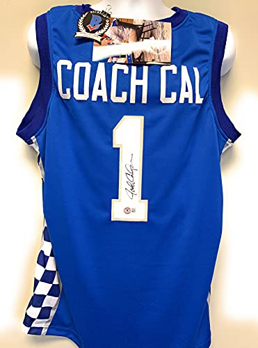 John Calipari Kentucky WIldcats Signed Autograph Custom Jersey Blue Coach CAL Beckett Witnessed Certified