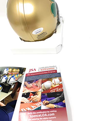 Quenton Nelson Notre Dame Fighting Irish Signed Autograph Rare Shamrock Mini Helmet JSA Witnessed Certified