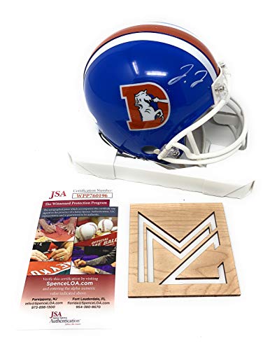 Jerry Jeudy Denver Broncos Signed Autograph Mini Helmet 75-96 Throwback JSA Witnessed Certified