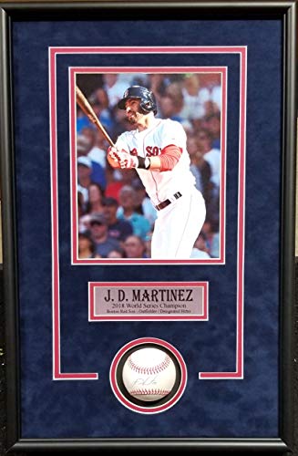 JD Martinez Boston Redsox Signed Autograph Official MLB Baseball Custom Framed 16x26 Shadow Box Suede Matted Steiner Sports Certified