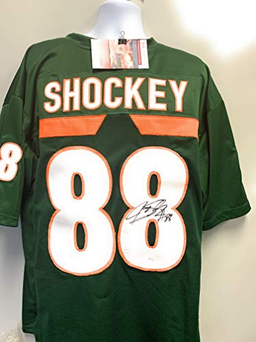 Jeremy Shockey Miami Hurricanes Signed Autograph Green Custom Jersey JSA Witnessed Certified