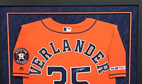 Justin Verlander Houston Astros Autograph Signed Custom Framed Jersey  Authentic On Field Majestic Suede Matted Orange Tristar Authentic Certified