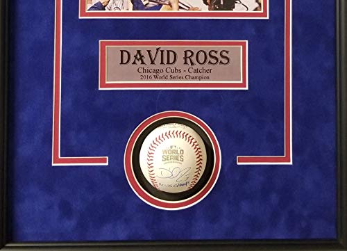 David Ross Chicago Cubs Signed Autograph Official MLB World Series Baseball WS CHAMPS INSCRIBED Custom Framed 16x26 Shadow Box Suede Matted Schwartz Authentic Certified