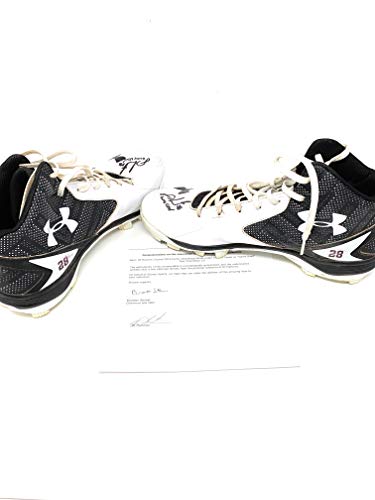 JD Martinez Boston Red Sox Signed Autograph Game Used Under Armour Cleats Inscribed Game Used #5 Steiner Sports Certified