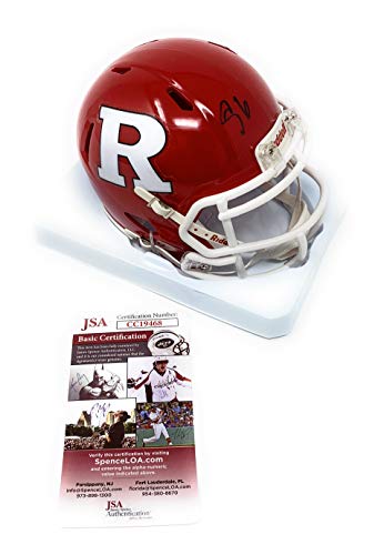Mohamed Sanu Rutgers Scarlet Knights Signed Autograph Speed Mini Helmet JSA Certified