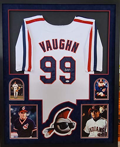 Charlie Sheen Rick Vaughn Major League Cleveland Indians Signed Autograph Custom Framed Jersey Suede Matted VAUGHN Name plate JSA WItnessed Certified