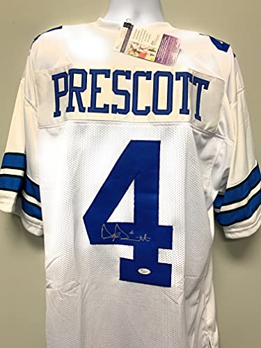 Dak Prescott Dallas Cowboys Signed Autograph White Custom Jersey JSA Certified