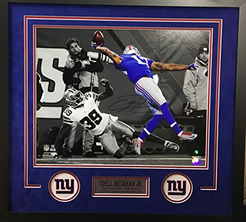 Odell Beckham Jr New York Giants Signed Autograph Custom Framed Photo Suede Matting 26x28 Photograph Steiner Sports Certified